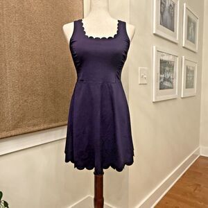 Attraco Sports Women's Small Tennis Dress Navy Scalloped Built in Bra Golf